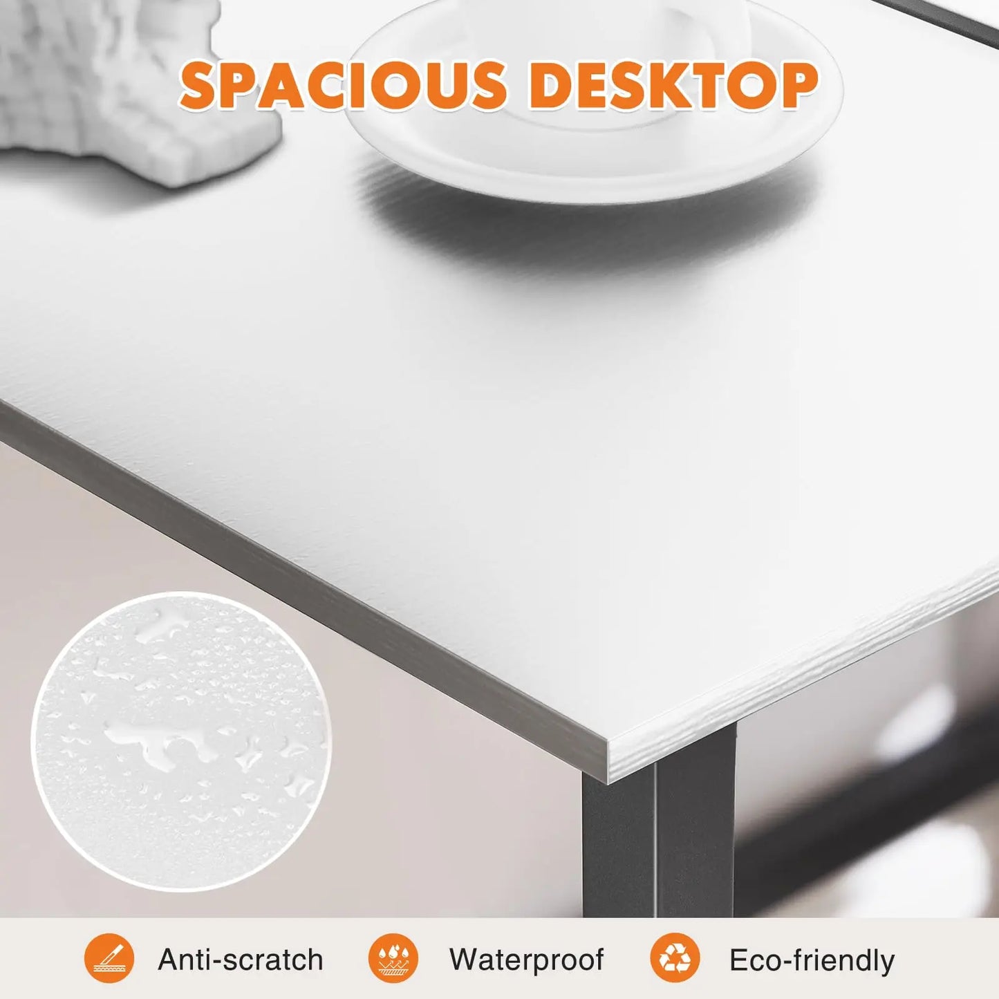JHK Computer Office Desk Writing Study Office Gaming Table Modern Simple Style Compact Metal Frame Wood Tabletop Easy Assembly