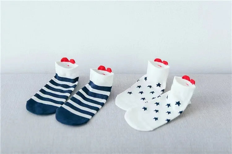 5 Pairs Lot Pack Women Socks Spring Summer Animal Unicorn Cat Fox Ear Cartoon Happy Funny Cute Lovely Cotton Ankle Socks Heart