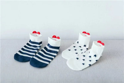 5 Pairs Lot Pack Women Socks Spring Summer Animal Unicorn Cat Fox Ear Cartoon Happy Funny Cute Lovely Cotton Ankle Socks Heart