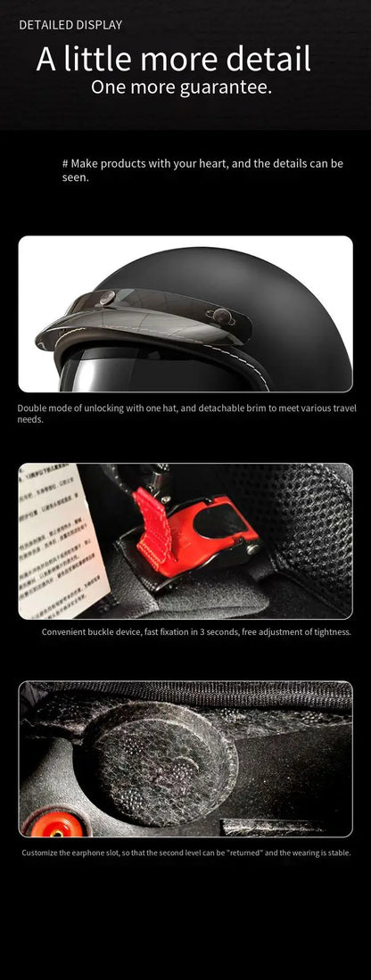 Cruise retro motorcycle semi-helmet motorcycle three-quarters helmet summer four-season breathable electric vehicle helmet safet