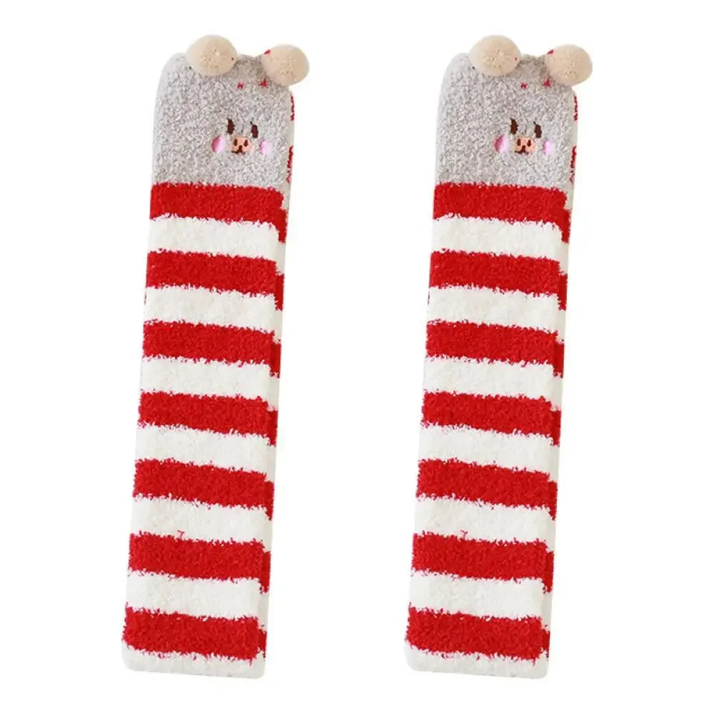 Snug Fleece Over Knee Socks Plush Cozy Winter Fall Sweet Long Female Hosiery Soft Fuzzy Leg Covers Floor Wear2024 New Bulk Deal