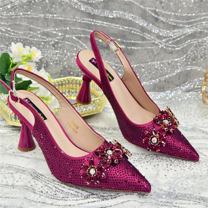 New Arrival African Women Shoes Decorated with Rhinestone Shoes for Women 2025 Designer Luxury Plus Size 43 Wedding Shoes Bride