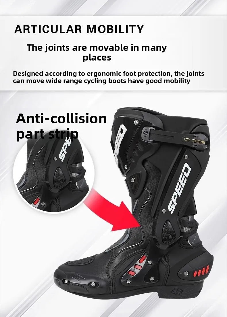 HOT  Men's Motorcycle Racing Waterproof Motorcycle Off-road Racing Rally Boots Four Seasons Anti-collision Protection Rider