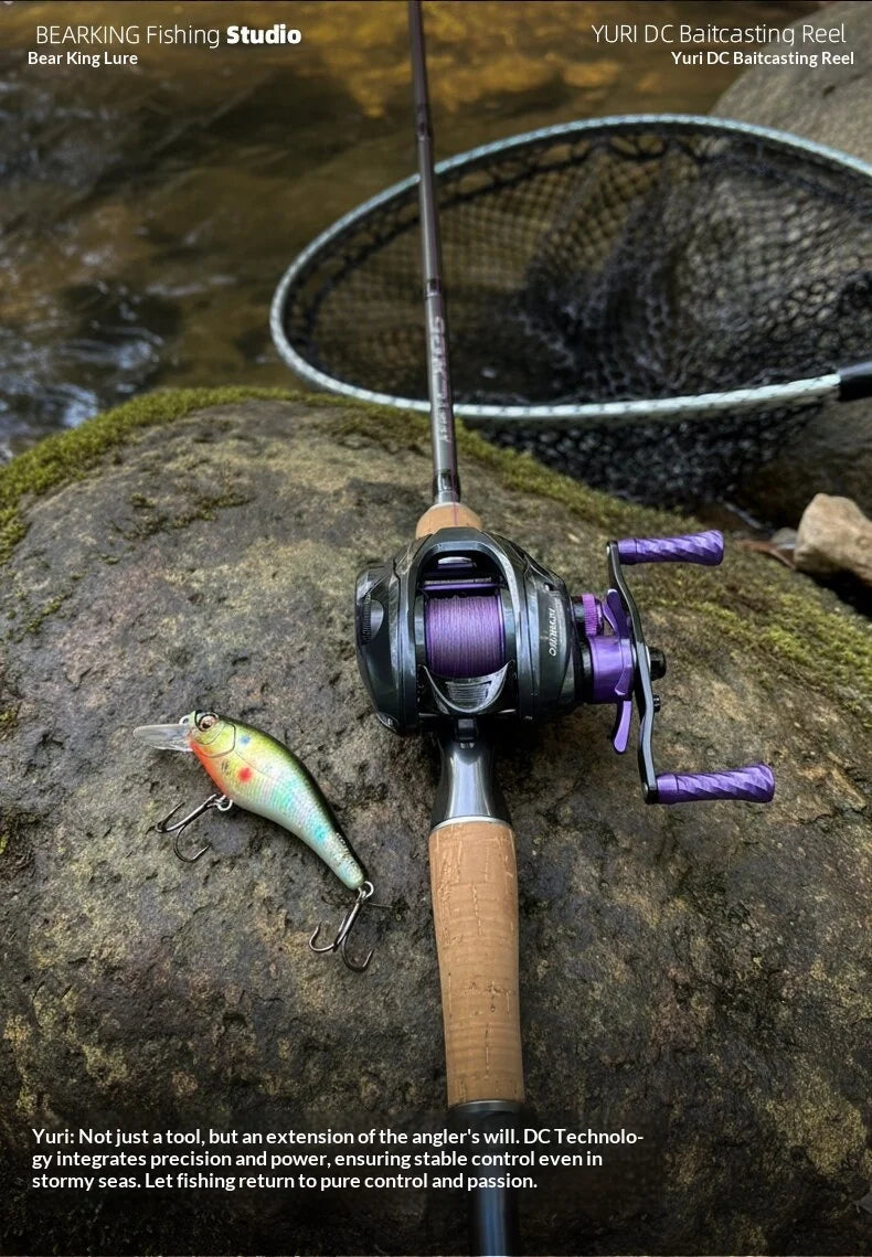 BEARKING YURI-DC Baitcasting Reel 5+1BB 7.1:1 158g Carbon Frame G1 Aluminum Gear Intelligent DC Brake Felt Drag Washer