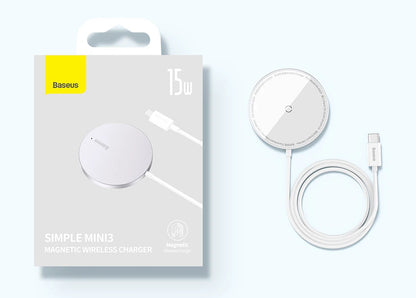 Baseus 15W Magnetic Wireless Chargers Qi Qi2 Wireless Charger Fast Charging Pad for iPhone 17 16 15 14 Mini Phone Charger Quick