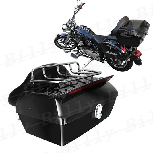 Black Trunk Tail Box Luggage Backrest For Harley Sportster XL883 1200 STREET 500 750 Dyna Wide Glide Softail Road King Touring