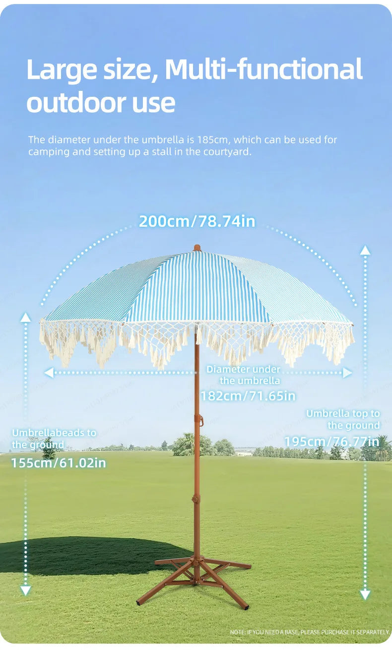 Seaside Resort Beach Umbrella Courtyard Tassel Sun Umbrella Pool Sun Protection Terrace Shade