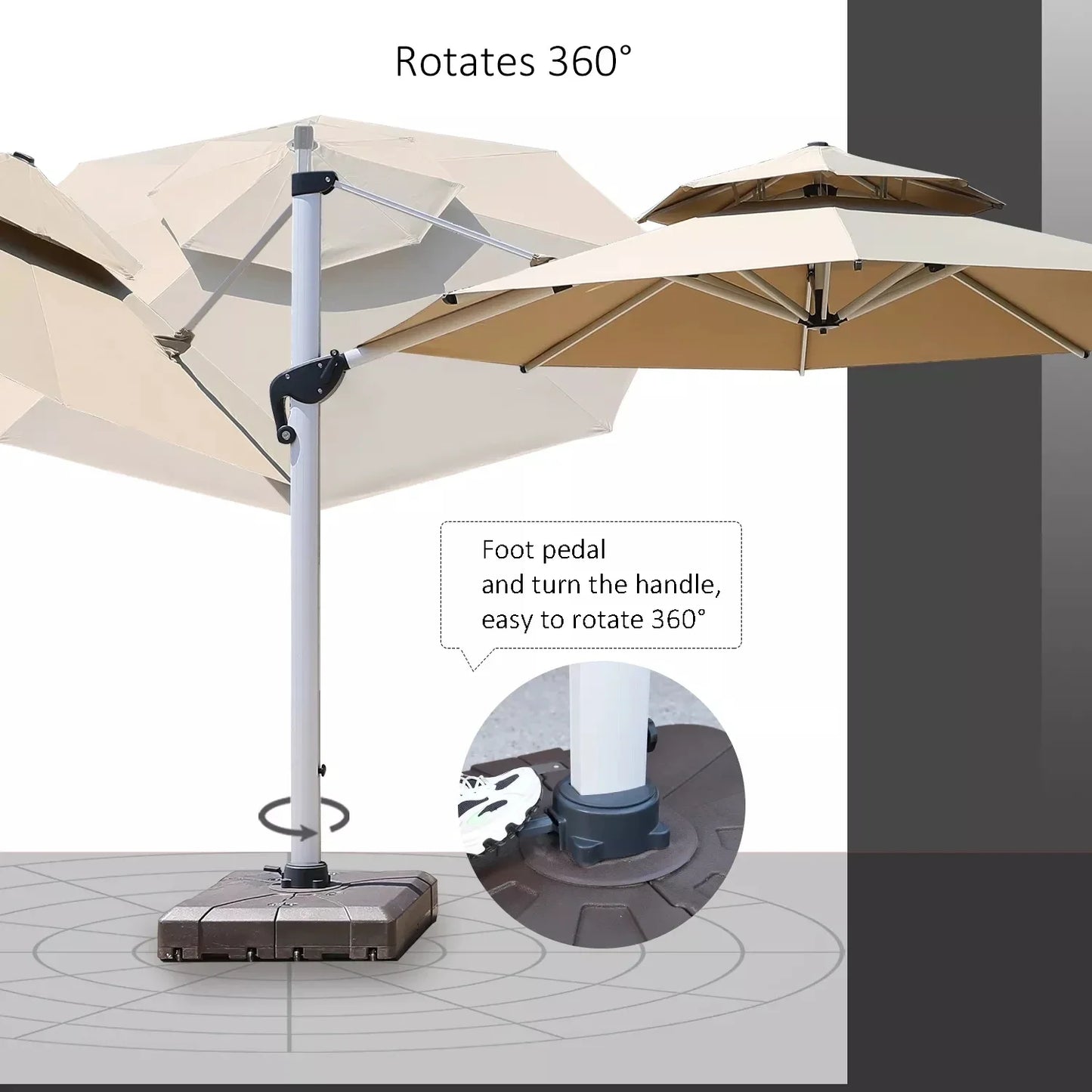 Garden Parasol Large Beach Patio Picnic Umbrella Patterned Outdoor Patio with Led Light Solar Base Wholesale Dropshipping