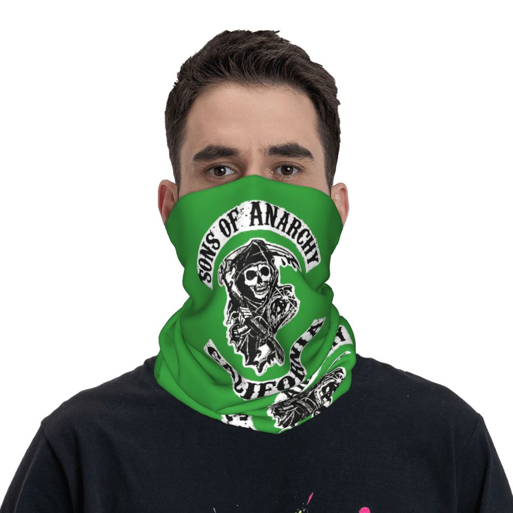 Custom 1 Percenter Essential Sons Bandana Neck Gaiter for Ski Camping Men Women Wrap Scarf TV Show Anarchy Headband Warmer