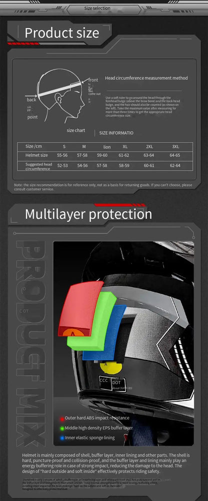 Full Face Motorcycle Helmet Men Women DOT Winter Safety Anti-Fog Waterproof Riding Motorbike Helmet Casco Motocross