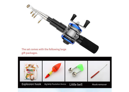 1.15m Portable Mini Telescopic Short Spinning Fishing Pole Pocket Travel Fishing Rod For Saltwater Freshwater Fishing Accessorie