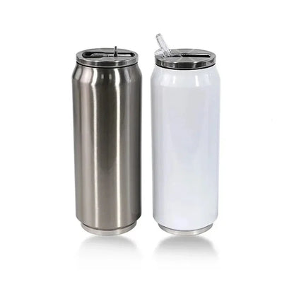 500ML DIY Sublimation Tumbler Cans Stainless Steel Thermos Bottle With Straw Coke Can Travel Car Vacuum Flasks Drink Cup