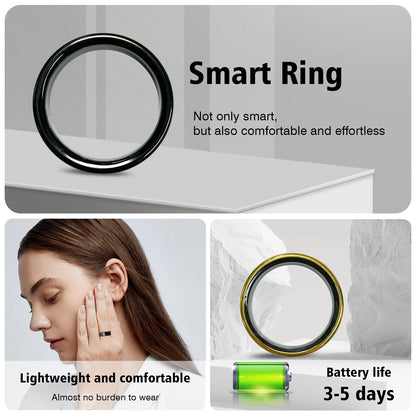 Smart Ring with Charging Case for Men Women, Health and Sleep Monitor, IP68 5ATM Waterproof, Multi-sport Mode