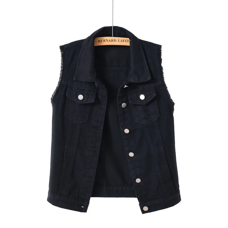 Coats Fashion Clothes Casual Vintage Elegant Sleeveless Denim Vest for Women Jacket Spring Streetwear Women Clothing Autumn