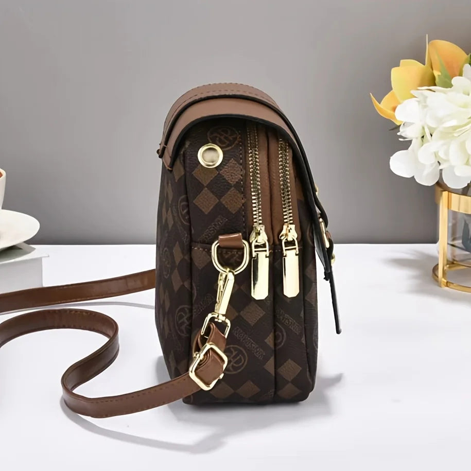 Retro Multi Layer Phone Small Bag, Fashion Lightweight Single Shoulder Crossbody Bag for Women Purse, Travel, Everyday Use