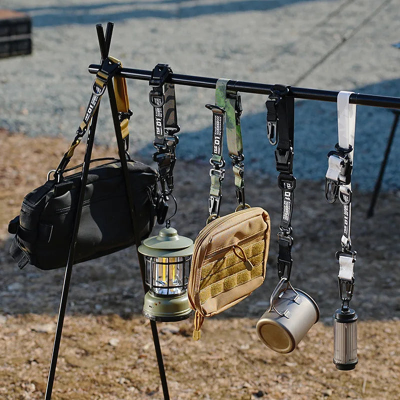 Outdoor Camping Hanging Strap Portable Adjustable Hand Lanyard for Bag Camping Picnic Equipment Outdoor Strap Carabiner Clips