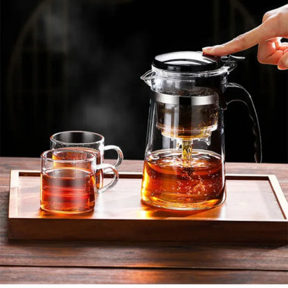 【Household Tea Infuser Kettle】Heat-Resistant Glass Tea Pot with Separator - for Loose Leaf Tea, Herbal Tea & Flower Tea