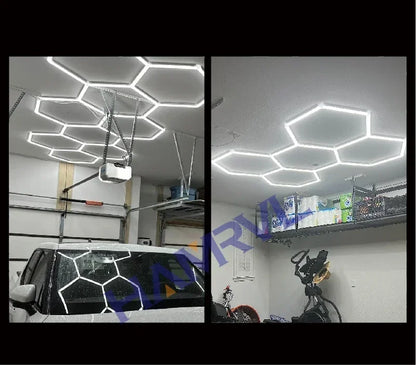 Hexagon Dimmable LED Ceiling Light Modern Honeycomb Panel with 3-Level Dimming 100%/50%/20% for Living Room Bedroom Salon Garage