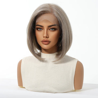 13*6 HD Lace Front Wigs Blonde Mixed Brown Synthetic Wigs For Women Daily Party Short Straight Natural Fake Hair Heat Resistant
