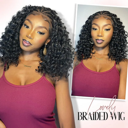 Kinky Curly Braided Wig With Baby Hair Natural Color Curly 13X4 Transparent Synthetic Lace Front Wigs Braid Wig For Black Women