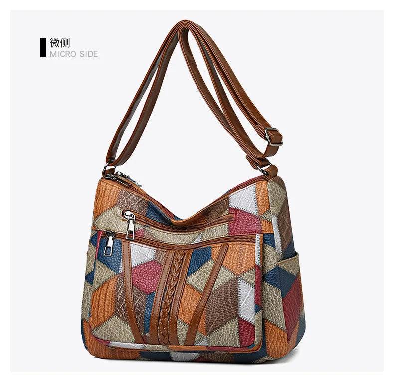 Women's Elegant Vintage Crossbody Bag Trendy HandBag Fashion Multi-pockets Shoulder Bag All-match Retro Crossbody Bag for Daily