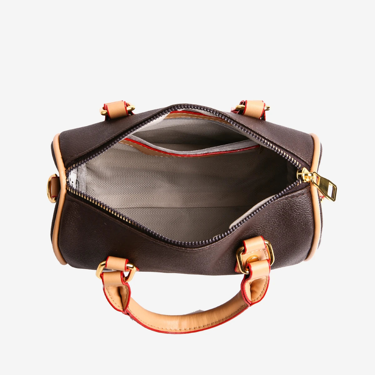 Vintage Brown PU Leather Boston Bag Women's Lightweight Small Crossbody Bag Luxury Designer Handbag Shoulder Bags for Phone