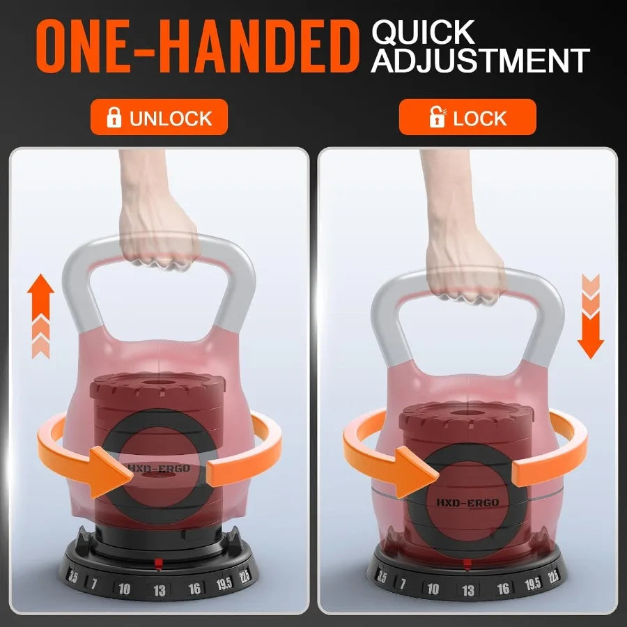 Adjustable Kettlebell Weight Set-Quickly Adjusts Weights Comfortable Grip Ergonomic Kettlebell Sets For Home Gym