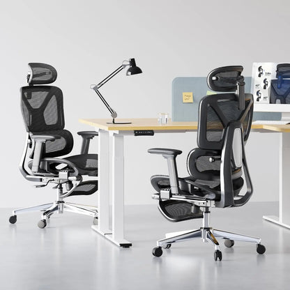 ErgoX Premium Ergonomic Office Chair with Footrest- Adjustable 3D Armrests, Dynamic Lumbar Support, Recline & Tilt, Customized