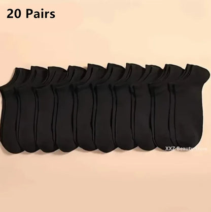 5/10/20 Pairs White Casual Breathable Socks Boat Socks For Women Men Invisible Low Cut Silicone Non-slip No-show Ankle Socks