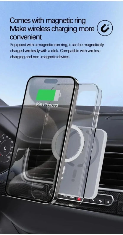 15W Magnetic Wireless Car Chargers for iphone 17 16 15 14 13 12 Pro Max Car Charger Fast Charging Air Vent Clip Phone Car Holder