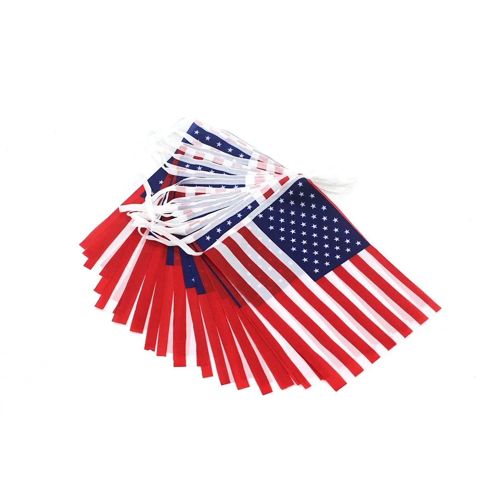 24pcs/set US American String Flag Banner for Patriotic Events 4th of July Independence Day Supplies Sport Bar Bunting Decor