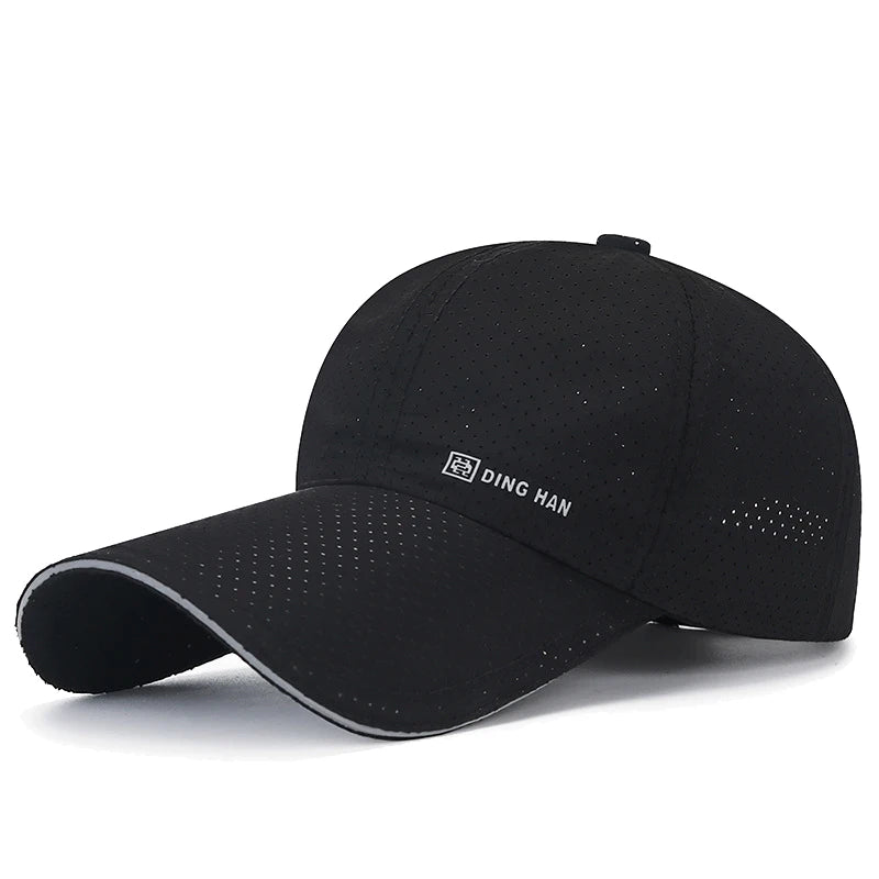Extended Brim Summer Breathable Perforated Quick-Drying Adjustable Baseball Cap Sun Hat Trucker Caps Dad Hats