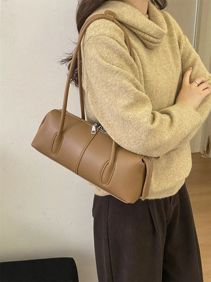 MOODS Retro Underarm Shoulder Bags For Women PU Leather Pure Color Commute Satchel Bag 2025 Winter New Luxury Designer Handbags