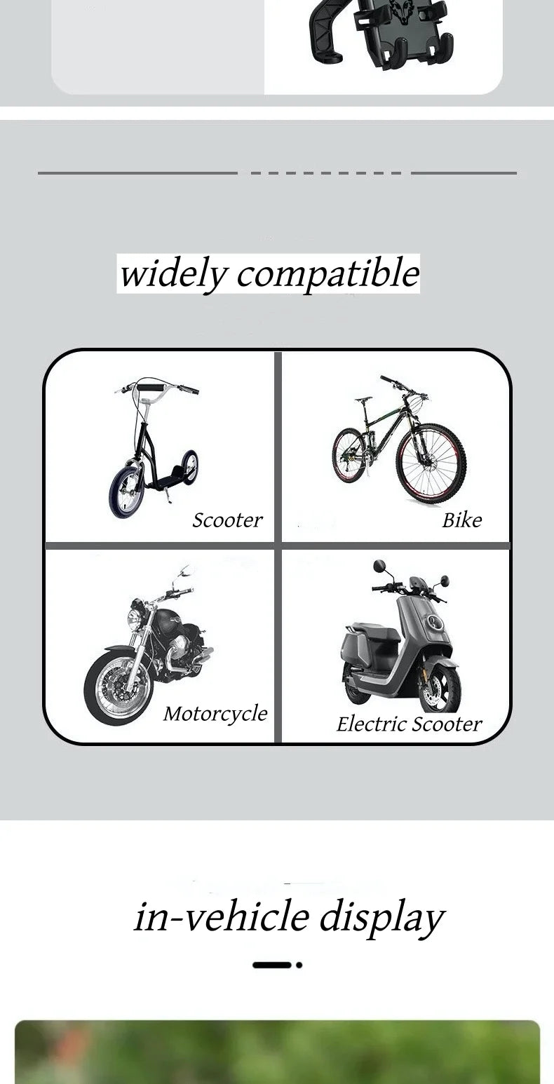 Motorcycle Phone Holder with 360° Rotation, Anti-Shake Motorcycle Phone Mount, Adjustable Handlebar Cellphone Holder for bikes