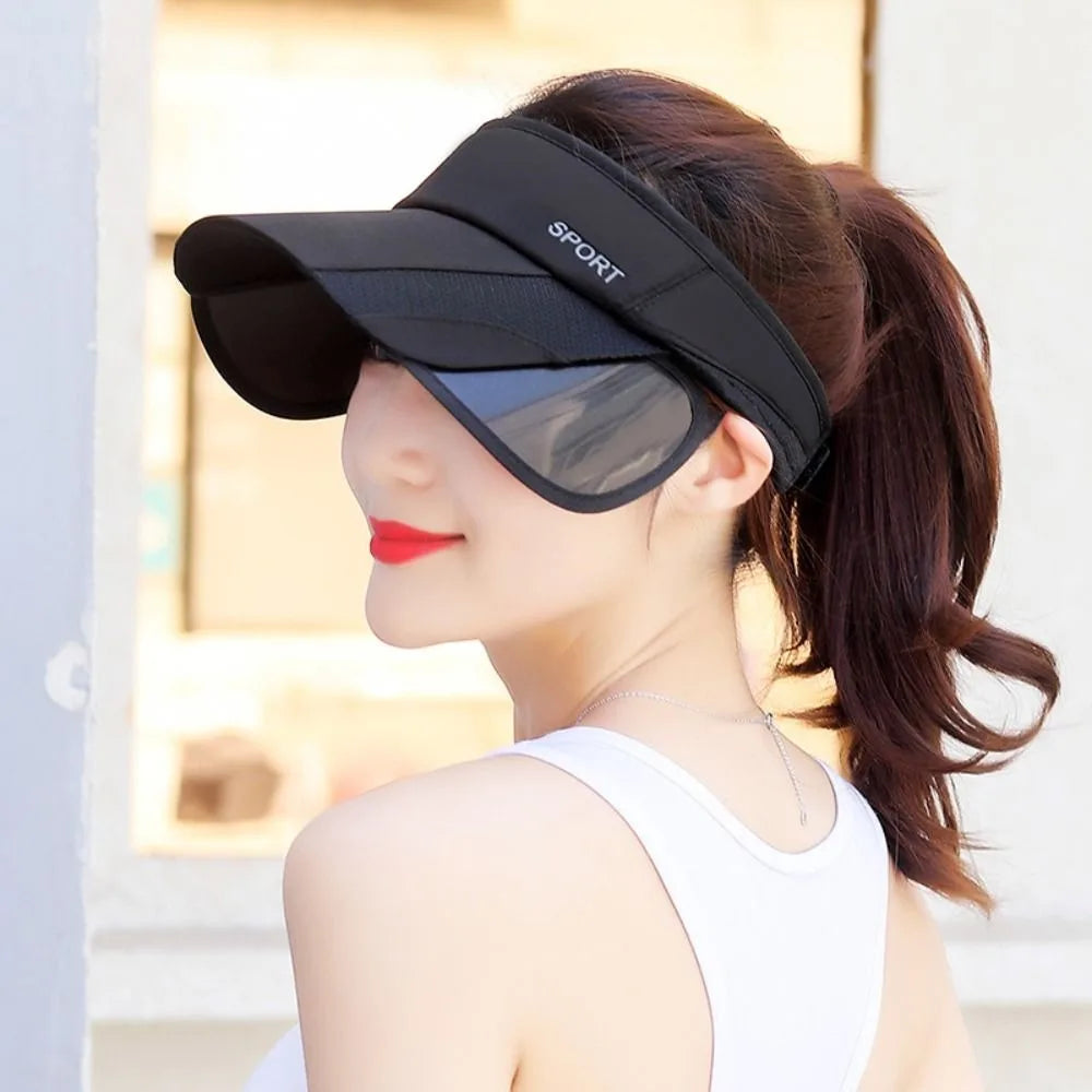 Casual Scalable Sports Sun Hat Wide Brim UV Protection Empty Top Hat Sunscreen Golf Hat Summer Baseball Cap Fitness