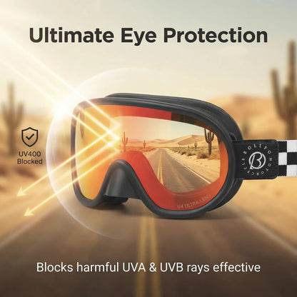 Vintage Motorcycle Goggles Over Glasses Photochromic UV400 Dirt Bike Goggles for Men Women Dual-Cycle Defogging Racing Glasses