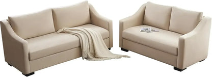 [New Arrival, Discounted Price!]Couch,Comfy Sofa Couch with Slope Armrests, 2 Piece Set Extra Deep Seat Sofa for Living Room, Ap