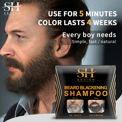 Sevich Instant Hair Dye Black Beard Shampoo Beard Paint Men Beard Coloring Dye Natural Temporary Blackening Moustache Shampoo