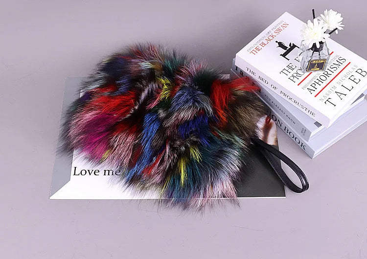 Fashion Fur Bag Autumn And Winter Real Fur Bags Fluffy Fox Fur Messenger Bags For Female Luxury Fur Handbag Warm Plush Handbag