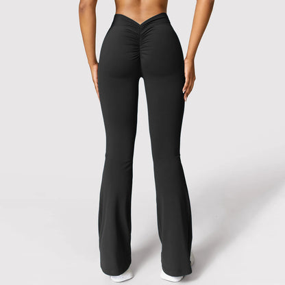 New Fashion Women's Flare Leggings V-shaped Hip Yoga Pants High Waist Wide Leg Pants Women Gym Sport Flared Pant Casual Leggings