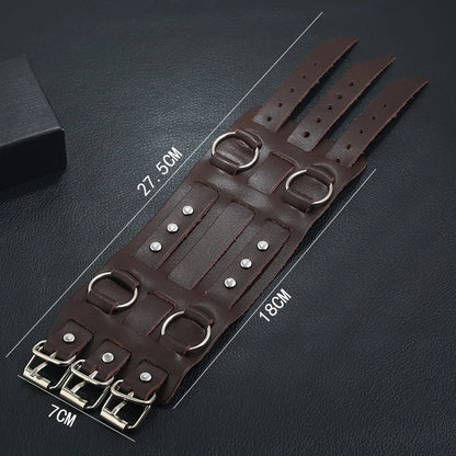 Wide Cuff Wrap Gothic Wristband Punk Rock Biker Wide Strap Leather Bracelet