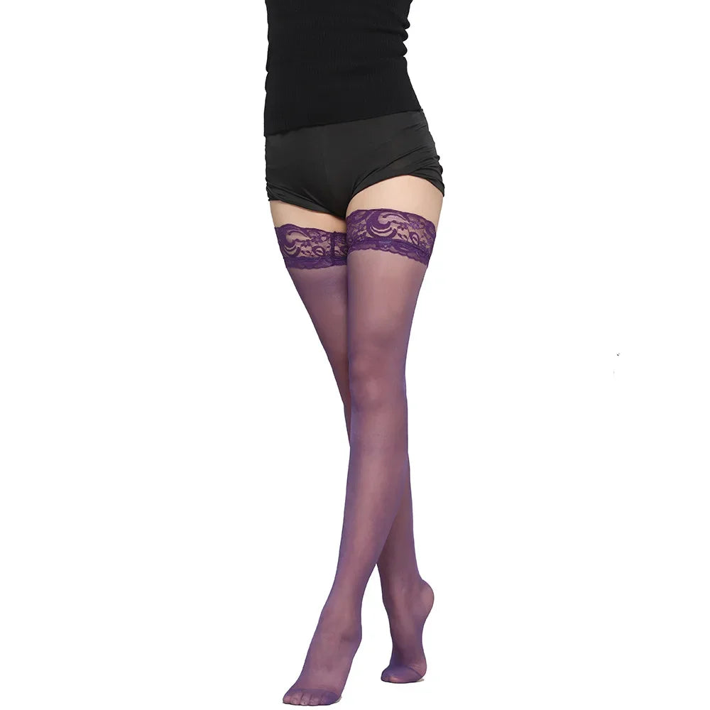 Sexy Women Floral Lace Patchwork Over Knee Thigh High Elastic red black Stockings dropshiping Ultra thin translucent long Socks