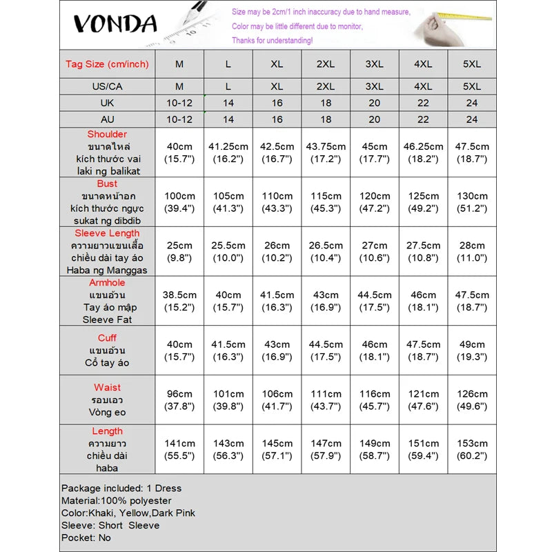 VONDA Women Vintage Maxi Dress Short Sleeve Summer Party Vestidos 2025 Casual Printed A-line Robe Bohemian V-Neck Long Sundress