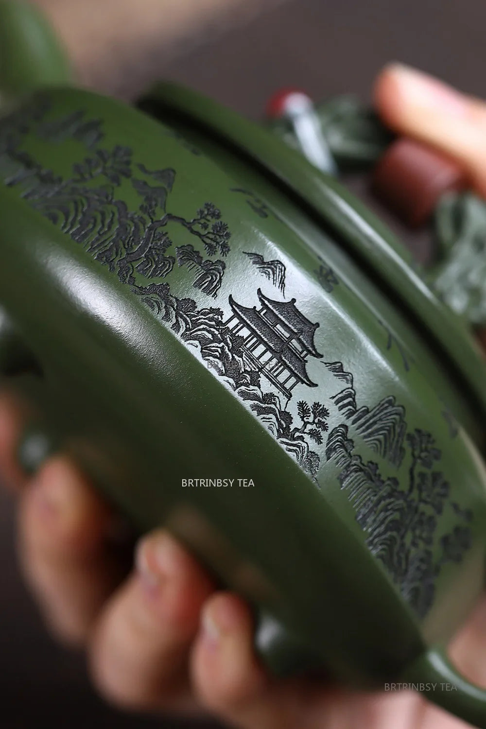 Chinese Yixing Purple Clay Teapot Raw Ore Green Mud Tea Pot Handmade Landscape Kettle Household Teaware Zisha Tea Set 260ml