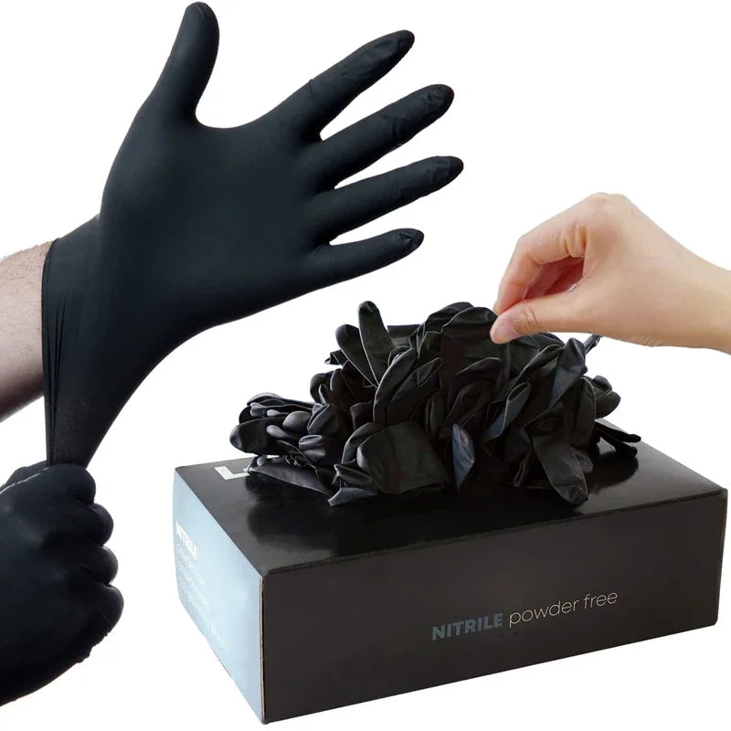 10/20/50/100PCS Black Nitrile Disposable Gloves for Work Latex Free Home Cleaning Glove Textured Mechanic Tattoo Hair Dye Beauty