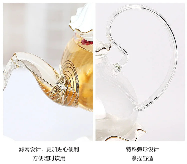 Nordic Afternoon Tea Set Flower Tea Cup Set Boiled Fruit Teapot Candle Heated Teapot Home Gifr