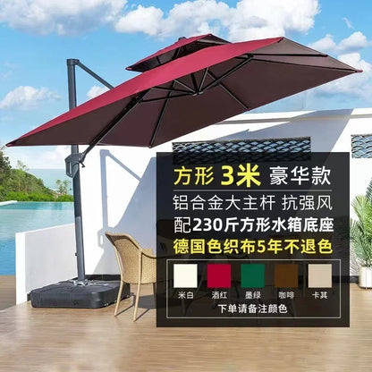 Garden Parasol Large Beach Patio Picnic Umbrella Patterned Outdoor Patio with Led Light Solar Base Wholesale Dropshipping