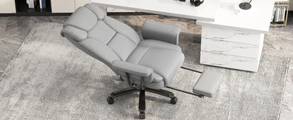 Criss Cross Chair with Wheels, 160°Big and Tall Reclining Office Desk Chair with High Back, Wide Seat, Arms, Footrest, Grey