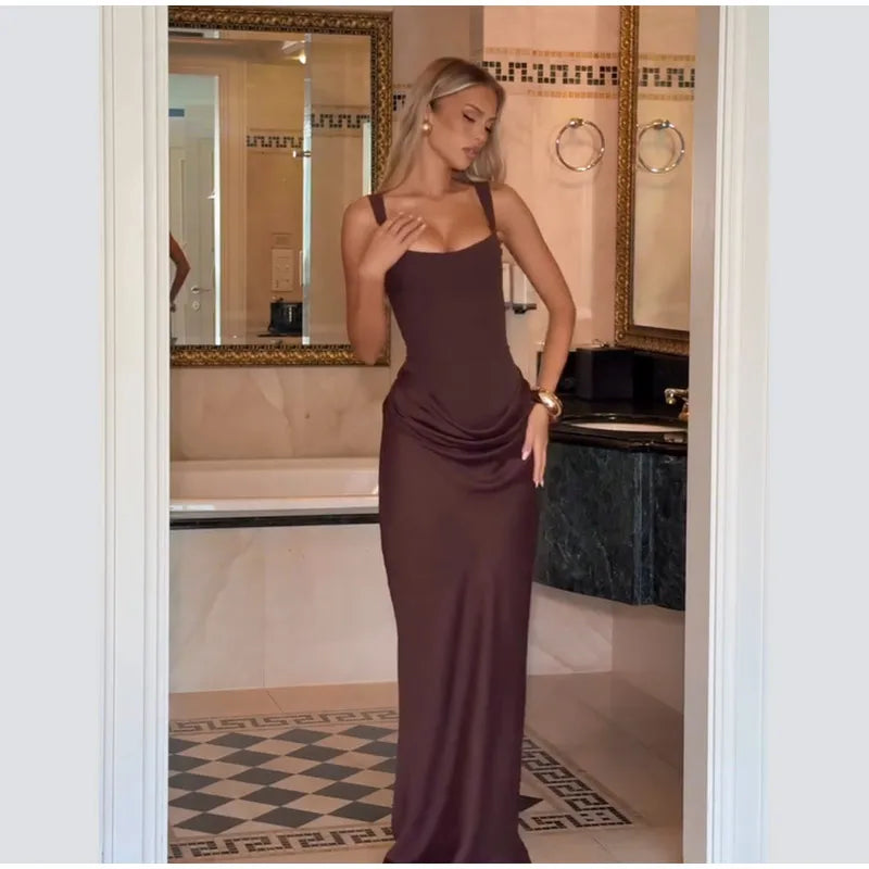 Sexy Square-neck Halter Mini Dress Women Pleated Sleeveless Backless High Waist Bodycon Dresses 2026 New Summer Lady Party Robes