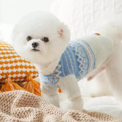Fashion Plaid Dog Sweater Winter Warm Dog Clothes Cute Simple Puppy Knitted Pullovers Warm Soft Cat Sweaters Bichon Pet Costumes
